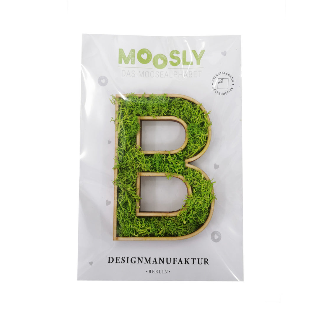 Moosly Moosbuchstabe B in Verpackung