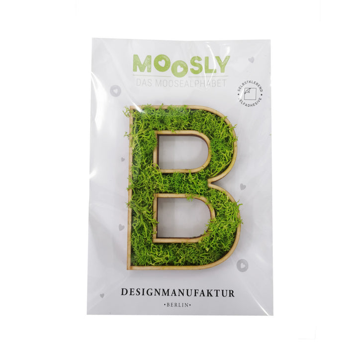 Moosly Moosbuchstabe B in Verpackung